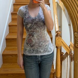 Y2K Bedazzled Printed Top